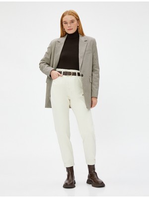 Koton Beli Lastikli Kot Pantolon Hafif Dar Paça - Mom Jeans