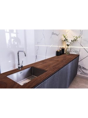 Tezgah Üstü Kaplama Folyosu Mutfak Tezgahı Kaplama Koyu Ceviz Doku 70 cm x 3 Metre