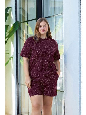 Aydoğan Kadın Büyük Beden Kısa Kollu Şortlu Pamuklu Pijama Takımı