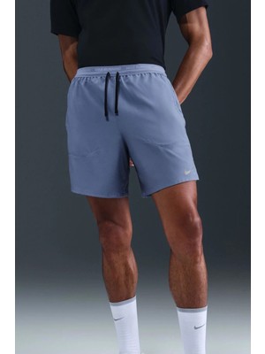 Nike Stride 7inch Run Shorts 2 In 1 Taytlı Fermuar Cepli Koşu Şortu Mavi