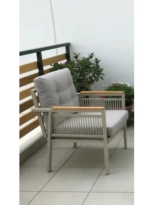 Opal 1'li (Gri) Metal Gövde Balkon-Bahçe-Kafe,çay Seti,koltuk Takımı,oturma Grubu,ofis Koltuğu
