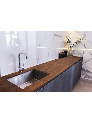 Stickerart Tezgah Üstü Kaplama Folyosu Mutfak Tezgahı Kaplama Kahve Ahşap Doku 70 cm x 5 Metre