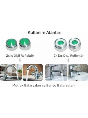 4 Adet Musluk Perlatör Seti, Iç Dişli ve Dış Dişli Su Tasarruf Aparatı, Akış Düzenleyici Perlatör, Mutfak ve Banyo Bataryaları Için Uyumlu, Plastik Kaplamalı Gövde, Kolay Montaj