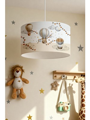 PremiumPort Renkli Balon ve Ayıcık Desenli Çocuk Odası Avizesi