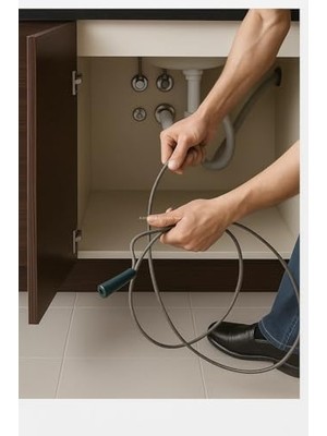 Kanal Açma Teli, 9 mm Kalınlık, Dayanıklı Metal Tel, Lavabo ve Gider Borusu Açacağı, Tıkanıklık Giderici, Spiral Tel, Ergonomik Sap, Kolay Kullanım, Lavabo, Tuvalet, Banyo, Küvet Açıcı (10 M)
