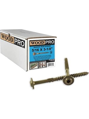 Woodpro Fasteners ST516X318B 5/16-Inç x 3-1/8-Inç Uzunluk Yuvarlak Yıkama Başlığı Dış Ahşap Vidalar, 250'LI Paket