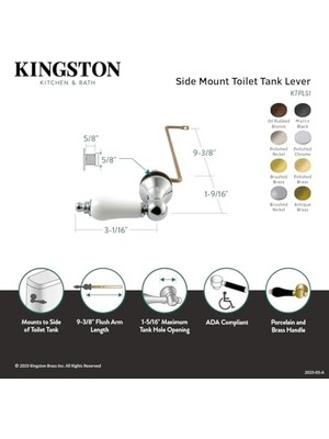 Ktpls1 Victoria Tuvalet Tankı Kolu, Porselen Kulp, Parlak Krom