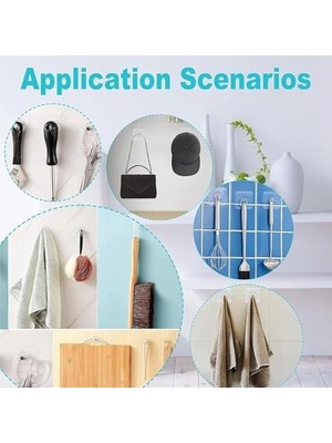 Yapışkan Kancalar, 20 Adet Ağır Hizmet Tipi Duvar Askısı, 16MM Su Geçirmez, Paslanmaz ve Yağa Dayanıklı, Mutfak, Banyo ve Ofis Için Yeniden Kullanılabilir 2'li Set