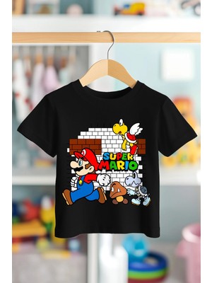 Book OrBook Super Mario Bricks %100 Pamuk Premium Kalite Çocuk Tişörtü (3-12 Yaş)