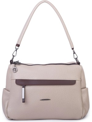 Nas Bag Çok Gözlü Yumuşak ve Hafif Yapılı Çift Askılı Omuz ve Çapraz Çanta ( 30X24 cm ) Kum Kahve Victoria