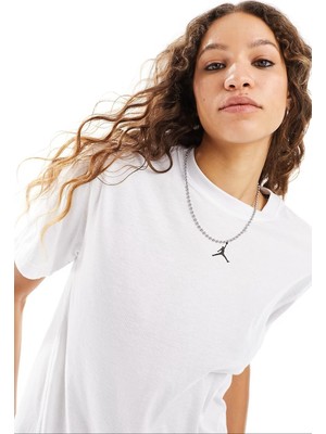 Nike Jordan Diamond Jumpan Women’s Loose Fit Top T-Shirt Kadın Bol Kalıp File Detaylı Tişört Beyaz