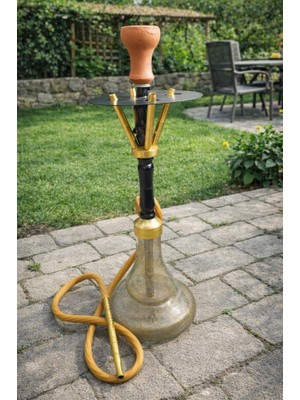 Nargile Takımı – 65 cm Orta Boy – Cam Şişe 21 cm – Ev & Kafe Için Şık Nargile Seti