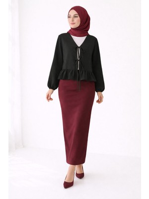 Cng Moda Önü Bağlamalı Fırfırlı Kimono Gömlek