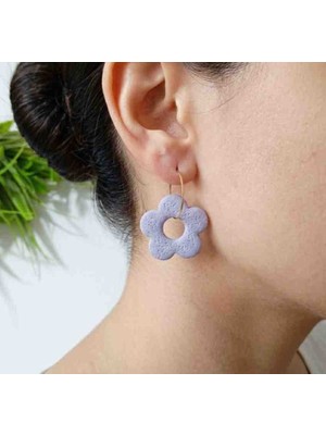 Ödül Moda Polimer Kil Özel Tasarım Çiçek Fırfırlı Açık Lila Küle