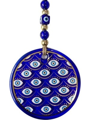 TeknoKapsül Yaldızlı Gözlerle Motiflendirilmiş Nazar Boncuklu Duvar Süsü Cam Duvar Dekoru