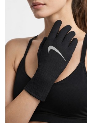 Nike Therma-Fit Sphere 3.0 Womens Running Gloves Reflektörlü Dokunmatik Uyumlu Spor Koşu Eldiveni Siyah