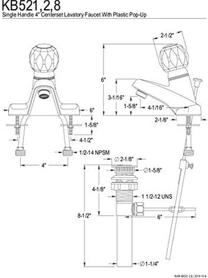 Freedom Books KB521 Americana 4 Inç Tek Akrilik Saplı Lavabo Bataryası Plastik Pop-Up, Parlak Krom