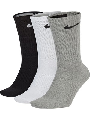 Nike Dri Fit Performance Lightweight Crew 3pair Erkek Anrenman Çorap Siyah-Beyaz-Gri 3'lü