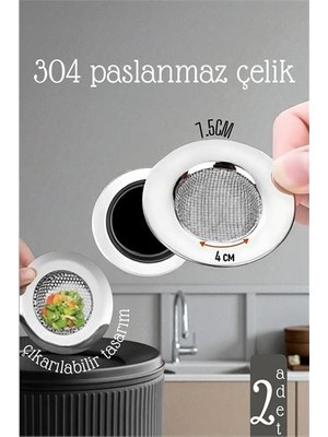 Pileli Store Hsnet Lavabo Süzgeci - 7.5 cm Çap 2 Li Set Gider Sügeci Lavabo Süzgeci