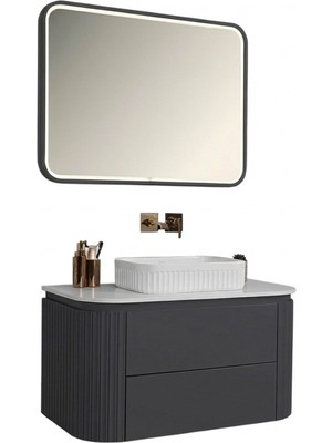 Kobos Gloria 100 cm Banyo Dolabı Seti Argento
