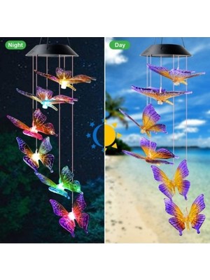TeknoKapsül Solar LED Işıklı Kelebekli Bahçe Dekoru 6 Ledli,renkli Işık