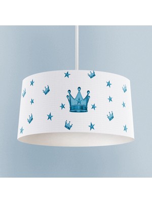 PremiumPort Mavi Kral Taç Desenli Bebek ve Çocuk Odası Avizesi