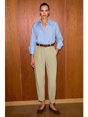 Sateen Talia Havuç Pantolon - Bej