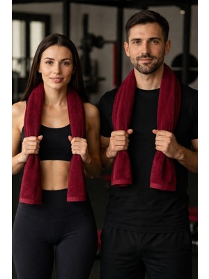 Mela Home Bordo Fitness-Spor Havlusu 2 Adet -Hızlı Kuruyan-Kuaför ve Berber Havlusu 50*90 cm