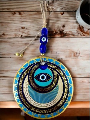 TeknoKapsül Altın Işlemeli Halka Model Nazar Boncuk Gözlü Duvar Süsü