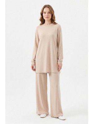 Lale Butik Örme Modal Pantolonlu Takım 19005 Bej