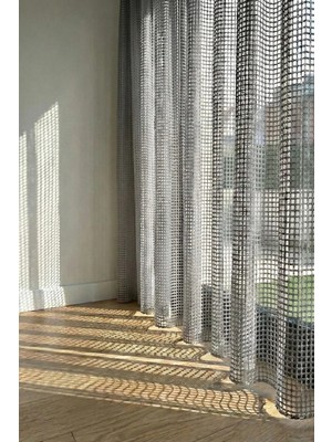 The Rose Gri File Tül Perde Pilesiz Ekstrafor Büzgülü Onarılabilir  Korniş  Düğmeli