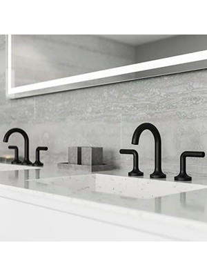 Freedom Books Zeelan Banyo Lavabo Bataryası, 8-Inç Yaygın, 2 Saplı, 3 Delikli, Mat Siyah Kaplama, LF049ZLB