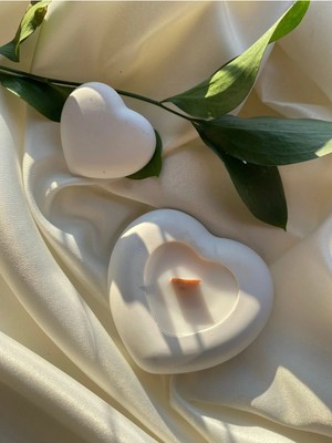 Çağıl Candles Soya Wax Bitkisel Mum Beyaz Kalpli Mum Nişan Kına Mum