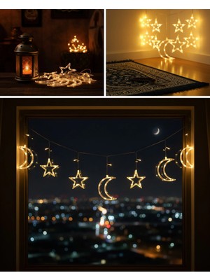 TeknoKapsül Büyük Ay Yıldız LED Ramazan Süsü Dekoratif Işık