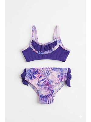 Beniizle Yaprak Desenli Kız Çocuk Bikini Takımı
