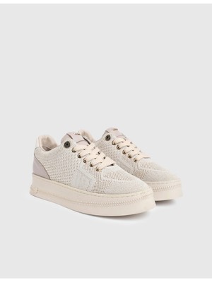 İLVİ Jolt Hakiki Deri Triko Kadın Bej Spor Ayakkabı