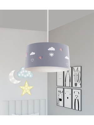 PremiumPort Kalp ve Bulut Desenli Çocuk Odası Avizesi, Şık ve Renkli Aydınlatma