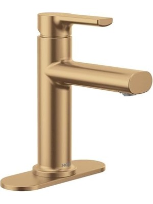 Freedom Books Meena Bronzlaştırılmış Altın Tek Kolu Tek Delikli Modern Banyo Lavabo Bataryası Isteğe Bağlı Deckplate ve Tahliye Montajlı, 84794BZG