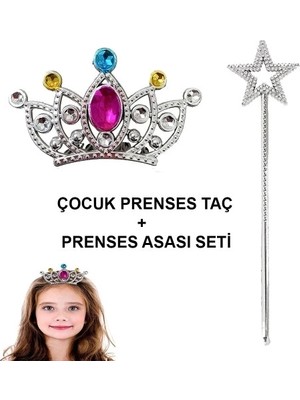 Gültekin Çocuklar Için Taraklı Prenses Tacı ve Prenses Yıldız Asa Seti Gümüş