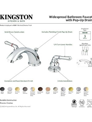 Freedom Books KB967SB Magellan 20 cm Yaygın Lavabo Bataryası Perakende Açılır Kapı Kolu Ile, Pirinç