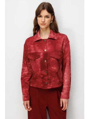 Accort Düğme Detaylı Batik Ceket-Bordo
