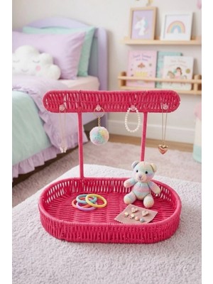 Laurus Home Hasır Askılı Organizer Sepet Pembe