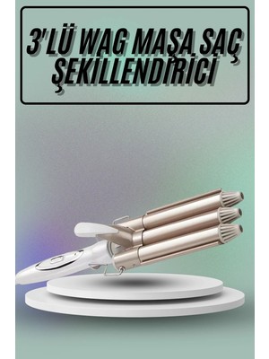 M Merc Giyim Saç Şekillendirici Wag Maşa Üçlü Yüksek Isı Ayarlı Seramik Kaplama