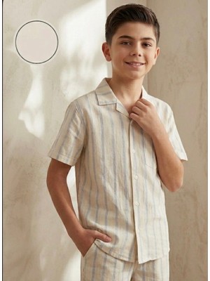 Gny Giyim Erkek Çocuk Yazlık Çizgili Gömlekli Şortlu Takım - Bohem Stil