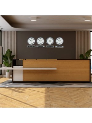 Nemere Gri Modern Seri 4’lü 36 cm Tabelalı Dünya Saatleri