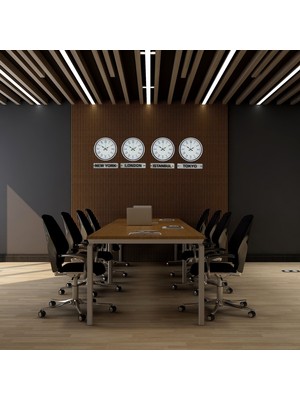 Nemere Beyaz Zarif 36 cm 4 Lü Tabelalı Dünya Duvar Saatleri