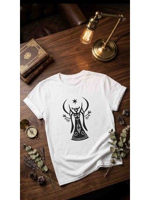 Zeda By Es Unisex Mistik Ezoterik Sembol Baskılı Bisiklet Yaka Pamuklu Tişört