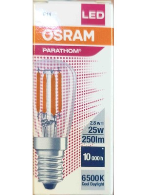 Osram Parathom 2,8W = 25W 250 Lümen 6500K Beyaz Işık E14 Ince Duy Buzdolabı Ampul