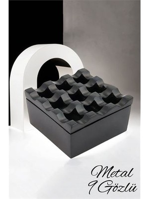 Pileli Store Turk Rexite Siyah Metal 9 Gözlü Kül Tablası