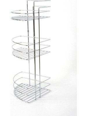 3'lü Köşeli Banyo Rafı Şampuanlık Krom